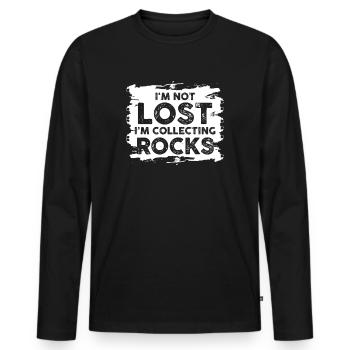 Ich bin nicht verloren Ich sammle Steine Lustige Geologie - Männer Premium Bio Langarmshirt - Schwarz - Vorne - Nico (187cm)