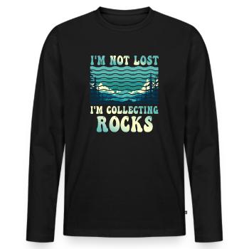 Ich bin nicht verloren Ich sammle Steine Lustige Geologie - Männer Premium Bio Langarmshirt - Schwarz - Vorne - Nico (187cm)