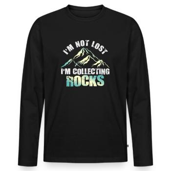 Ich bin nicht verloren Ich sammle Steine Lustige Geologie - Männer Premium Bio Langarmshirt - Schwarz - Vorne - Nico (187cm)