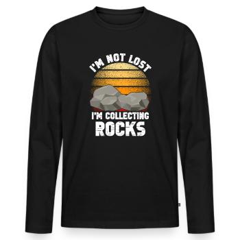Ich bin nicht verloren Ich sammle Steine Lustige Geologie - Männer Premium Bio Langarmshirt - Schwarz - Vorne - Nico (187cm)