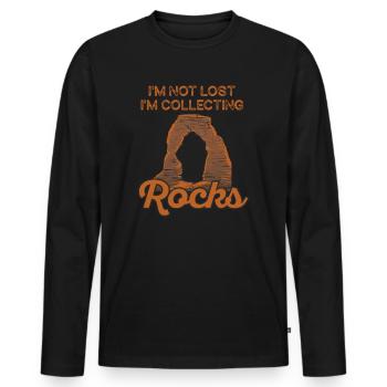 Ich bin nicht verloren Ich sammle Steine Lustige Geologie - Männer Premium Bio Langarmshirt - Schwarz - Vorne - Nico (187cm)