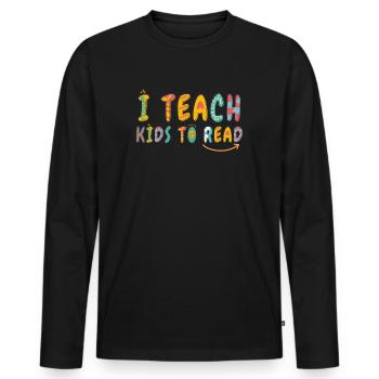 I Teach Kids To Read Science Teachers Reading - Men's Premium Organic Long Sleeve Shirt - black - Front - Nico (187cm)