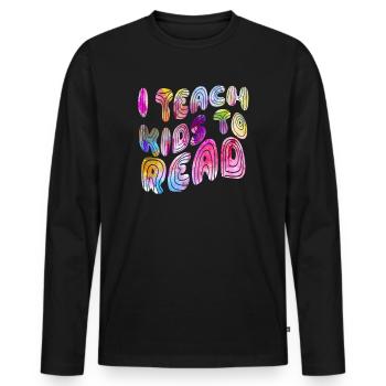 J’apprends aux enfants à lire les professeurs de sciences Lecture - T-shirt manches longues Premium bio Homme - noir - Devant - Nico (187cm)