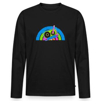 80's Cassette Tape 1990s Pencil Winding Cassette - Men's Premium Organic Long Sleeve Shirt - black - Front - Nico (187cm)