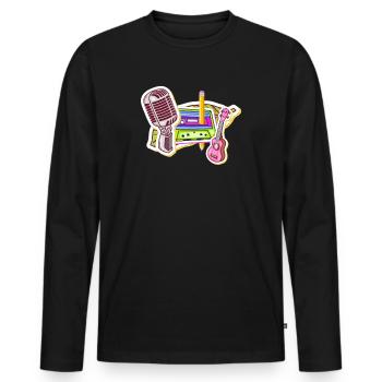 80's Cassette Tape 1990s Pencil Winding Cassette - Men's Premium Organic Long Sleeve Shirt - black - Front - Nico (187cm)
