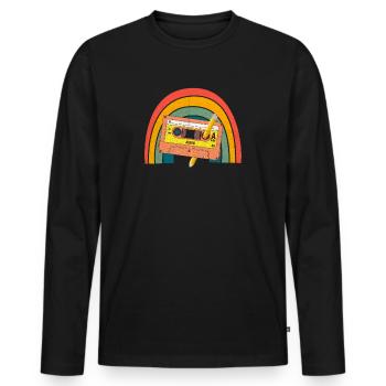 80's Cassette Tape 1990s Pencil Winding Cassette - Men's Premium Organic Long Sleeve Shirt - black - Front - Nico (187cm)