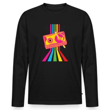 80's Cassette Tape 1990s Pencil Winding Cassette - Men's Premium Organic Long Sleeve Shirt - black - Front - Nico (187cm)