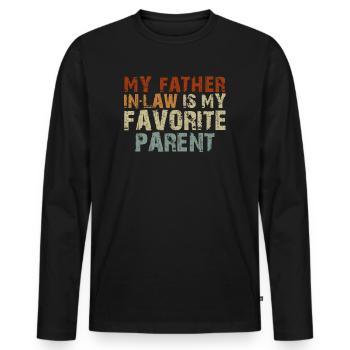 Mon beau-père est mon parent préféré - T-shirt manches longues Premium bio Homme - noir - Devant - Nico (187cm)
