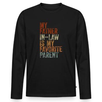 Mon beau-père est mon parent préféré - T-shirt manches longues Premium bio Homme - noir - Devant - Nico (187cm)