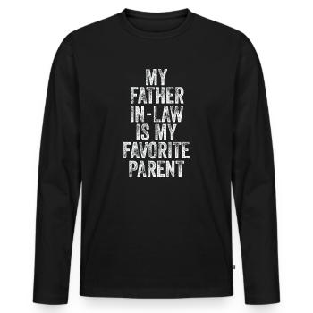 Mon beau-père est mon parent préféré - T-shirt manches longues Premium bio Homme - noir - Devant - Nico (187cm)