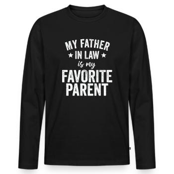 Mon beau-père est mon parent préféré - T-shirt manches longues Premium bio Homme - noir - Devant - Nico (187cm)