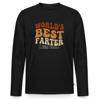 World's Best Farter I Mean Father - Men's Premium Organic Long Sleeve Shirt - black - Front - Nico (187cm)