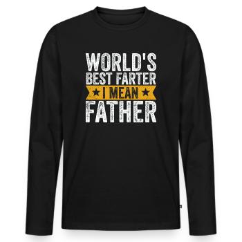 World's Best Farter I Mean Father - Men's Premium Organic Long Sleeve Shirt - black - Front - Nico (187cm)