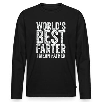 World's Best Farter I Mean Father - Men's Premium Organic Long Sleeve Shirt - black - Front - Nico (187cm)