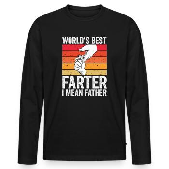 World's Best Farter I Mean Father - Men's Premium Organic Long Sleeve Shirt - black - Front - Nico (187cm)