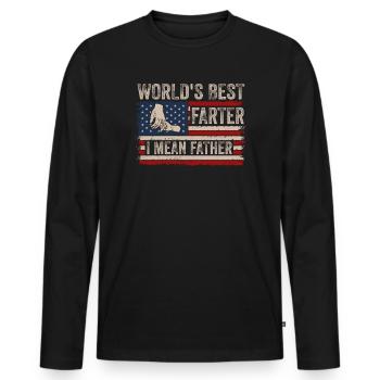 World's Best Farter I Mean Father - Men's Premium Organic Long Sleeve Shirt - black - Front - Nico (187cm)