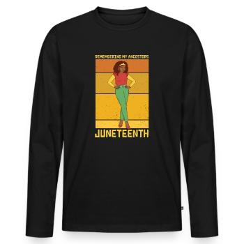 Juneteenth 1865 Se souvenir de mes ancêtres - T-shirt manches longues Premium bio Homme - noir - Devant - Nico (187cm)