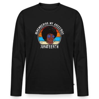 Juneteenth 1865 Remembering My Ancestors - Men's Premium Organic Long Sleeve Shirt - black - Front - Nico (187cm)