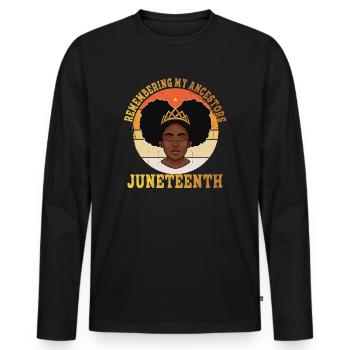 Juneteenth 1865 Remembering My Ancestors - Men's Premium Organic Long Sleeve Shirt - black - Front - Nico (187cm)