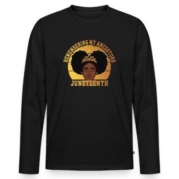 Juneteenth 1865 Remembering My Ancestors - Men's Premium Organic Long Sleeve Shirt - black - Front - Nico (187cm)