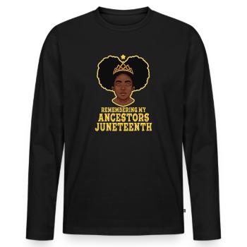 Juneteenth 1865 Remembering My Ancestors - Men's Premium Organic Long Sleeve Shirt - black - Front - Nico (187cm)