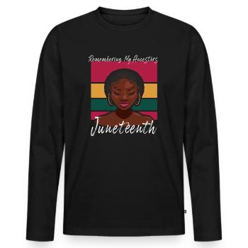 Juneteenth 1865 Remembering My Ancestors - Men's Premium Organic Long Sleeve Shirt - black - Front - Nico (187cm)