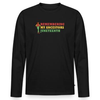 Juneteenth 1865 Se souvenir de mes ancêtres - T-shirt manches longues Premium bio Homme - noir - Devant - Nico (187cm)