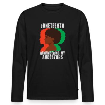 Juneteenth 1865 Se souvenir de mes ancêtres - T-shirt manches longues Premium bio Homme - noir - Devant - Nico (187cm)