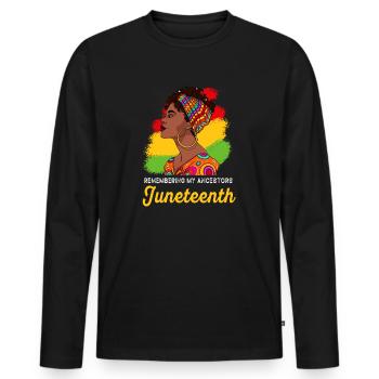 Juneteenth 1865 Remembering My Ancestors - Men's Premium Organic Long Sleeve Shirt - black - Front - Nico (187cm)