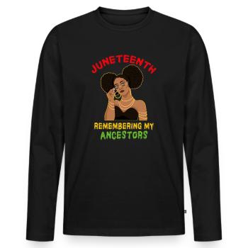 Juneteenth 1865 Gedenken an meine Vorfahren - Männer Premium Bio Langarmshirt - Schwarz - Vorne - Nico (187cm)