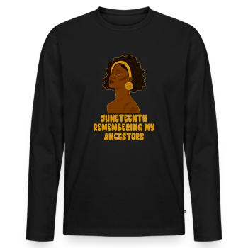 Juneteenth 1865 Remembering My Ancestors - Men's Premium Organic Long Sleeve Shirt - black - Front - Nico (187cm)