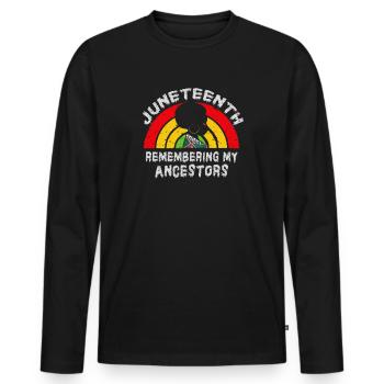 Juneteenth 1865 Se souvenir de mes ancêtres - T-shirt manches longues Premium bio Homme - noir - Devant - Nico (187cm)