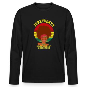 Juneteenth 1865 Remembering My Ancestors - Men's Premium Organic Long Sleeve Shirt - black - Front - Nico (187cm)