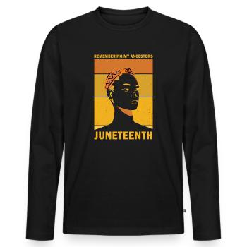 Juneteenth 1865 Remembering My Ancestors - Men's Premium Organic Long Sleeve Shirt - black - Front - Nico (187cm)