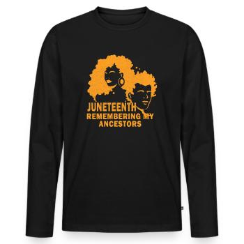 Juneteenth 1865 Remembering My Ancestors - Men's Premium Organic Long Sleeve Shirt - black - Front - Nico (187cm)