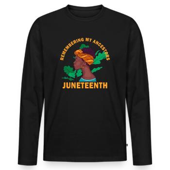 Juneteenth 1865 Se souvenir de mes ancêtres - T-shirt manches longues Premium bio Homme - noir - Devant - Nico (187cm)