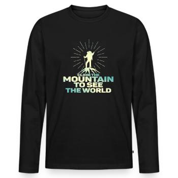 Erklimmen Sie den Berg, um die Welt zu sehen - Männer Premium Bio Langarmshirt - Schwarz - Vorne - Nico (187cm)