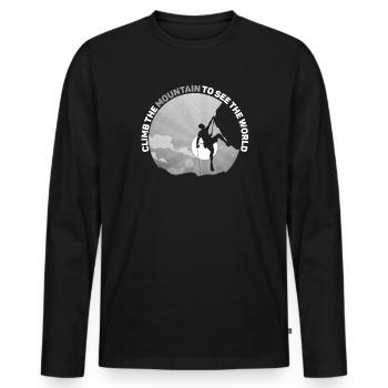 Erklimmen Sie den Berg, um die Welt zu sehen - Männer Premium Bio Langarmshirt - Schwarz - Vorne - Nico (187cm)