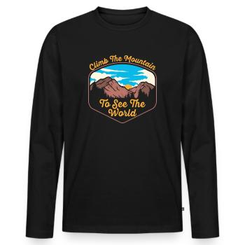 Erklimmen Sie den Berg, um die Welt zu sehen - Männer Premium Bio Langarmshirt - Schwarz - Vorne - Nico (187cm)