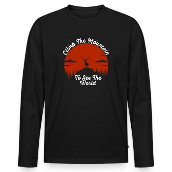 Erklimmen Sie den Berg, um die Welt zu sehen - Männer Premium Bio Langarmshirt - Schwarz - Vorne - Nico (187cm)