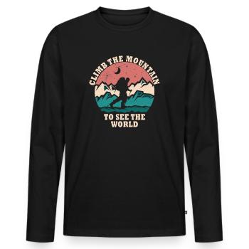 Erklimmen Sie den Berg, um die Welt zu sehen - Männer Premium Bio Langarmshirt - Schwarz - Vorne - Nico (187cm)