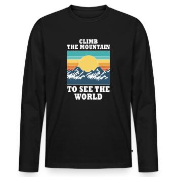 Erklimmen Sie den Berg, um die Welt zu sehen - Männer Premium Bio Langarmshirt - Schwarz - Vorne - Nico (187cm)