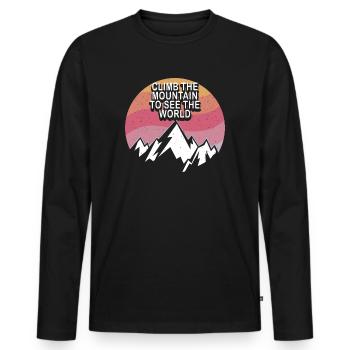 Erklimmen Sie den Berg, um die Welt zu sehen - Männer Premium Bio Langarmshirt - Schwarz - Vorne - Nico (187cm)