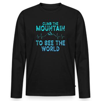 Erklimmen Sie den Berg, um die Welt zu sehen - Männer Premium Bio Langarmshirt - Schwarz - Vorne - Nico (187cm)
