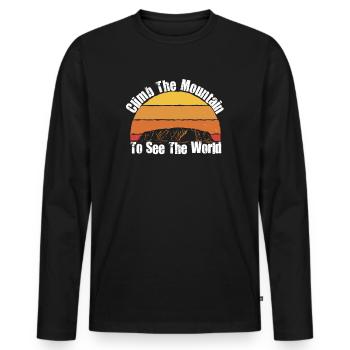 Erklimmen Sie den Berg, um die Welt zu sehen - Männer Premium Bio Langarmshirt - Schwarz - Vorne - Nico (187cm)