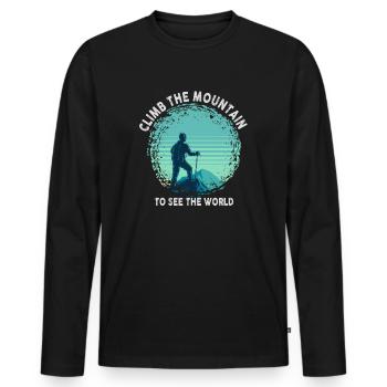 Erklimmen Sie den Berg, um die Welt zu sehen - Männer Premium Bio Langarmshirt - Schwarz - Vorne - Nico (187cm)