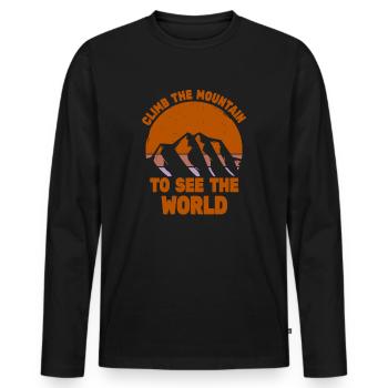 Erklimmen Sie den Berg, um die Welt zu sehen - Männer Premium Bio Langarmshirt - Schwarz - Vorne - Nico (187cm)