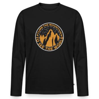 Erklimmen Sie den Berg, um die Welt zu sehen - Männer Premium Bio Langarmshirt - Schwarz - Vorne - Nico (187cm)