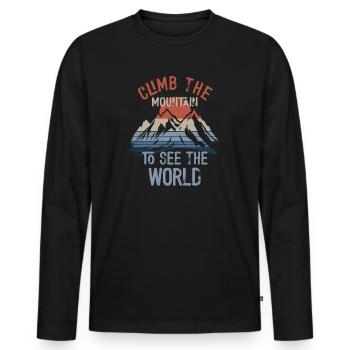 Erklimmen Sie den Berg, um die Welt zu sehen - Männer Premium Bio Langarmshirt - Schwarz - Vorne - Nico (187cm)
