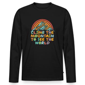 Erklimmen Sie den Berg, um die Welt zu sehen - Männer Premium Bio Langarmshirt - Schwarz - Vorne - Nico (187cm)